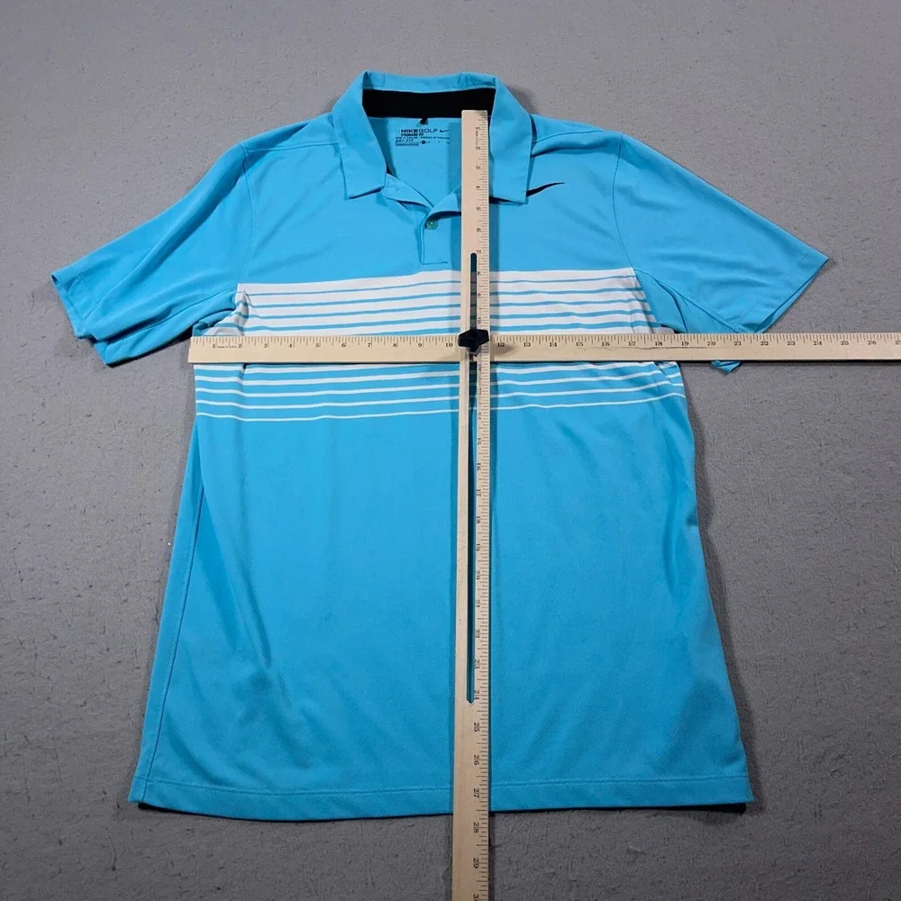 Nike Golf Dri Fit Polo Shirt Men Small Standard Fit‎ Blue Striped Performance